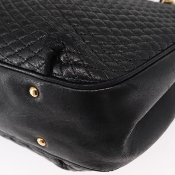 BALLY Chain Shoulder Bag Leather Black Gold Auth am9755
